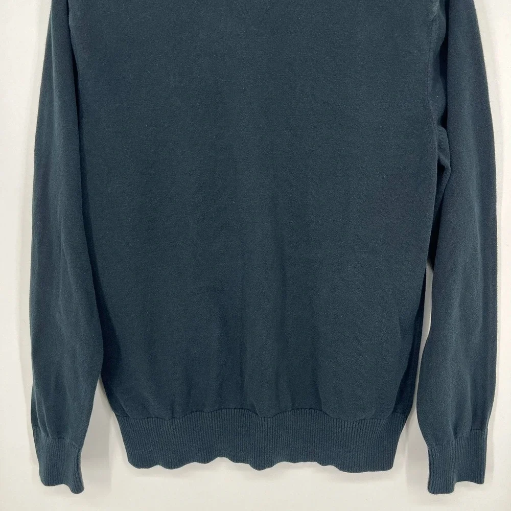 Banana Republic Mens V-Neck Sweater Navy Blue 100% Cotton Size M Retro 2012